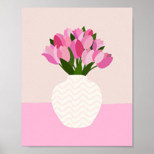 Tulp Arrangement Bloemenvaas Roze Poster