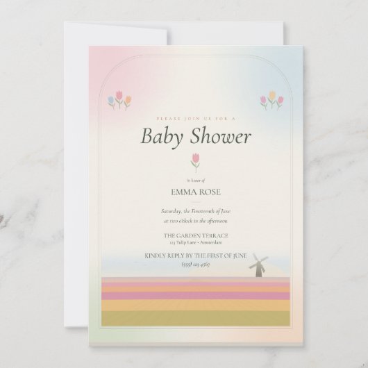 Tulp Baby Shower Uitnodiging (Voorkant)