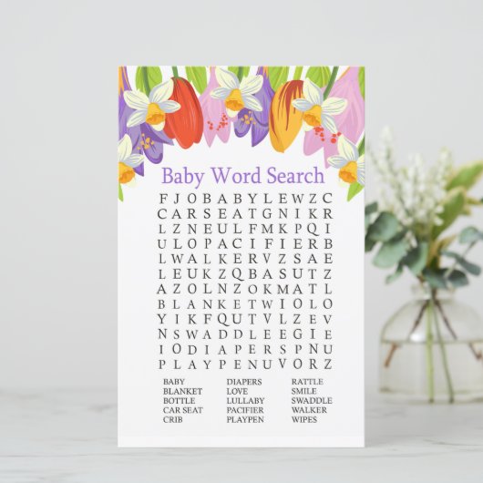 Tulp Baby shower Word Search Game (Staand voorkant)