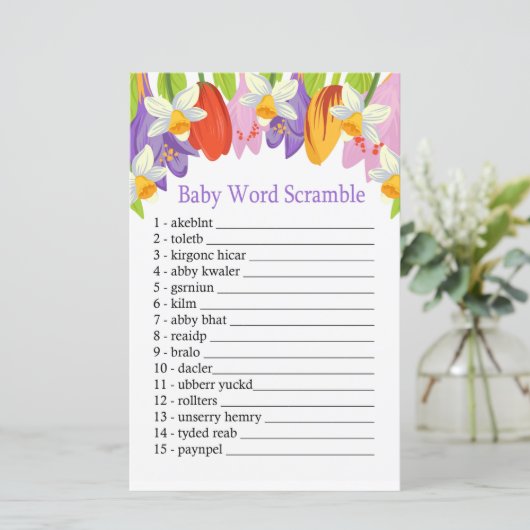 Tulp Baby word scramble game (Staand voorkant)