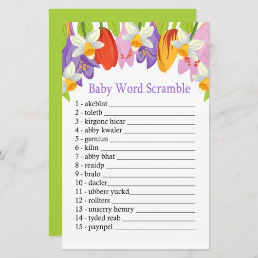 Tulp Baby word scramble game (Voorkant / Achterkant)
