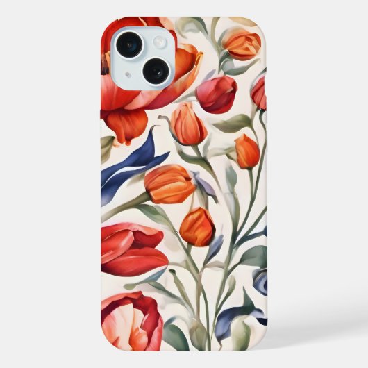 Tulp Bloeiende WC Patroon Ontwerp iPhone Hoesje (Achterkant)