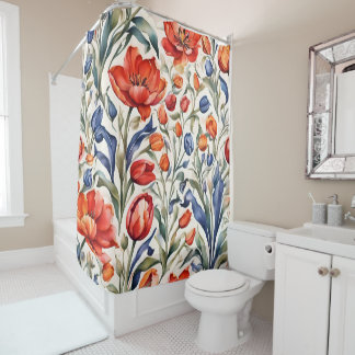 Tulp Bloeiende WC Patroonontwerp Douchegordijn