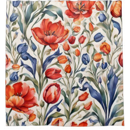 Tulp Bloeiende WC Patroonontwerp Douchegordijn