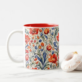 Tulp Bloeiende WC Patroonontwerp Tweekleurige Koffiemok