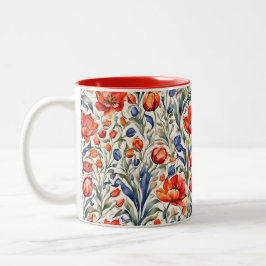 Tulp Bloeiende WC Patroonontwerp Tweekleurige Koffiemok