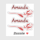 Tulp Bloem Bloei Roze Bourgogne Custom Name Sticker (Vel)