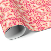 Tulp bloem damast lente rood cadeaupapier (Rol Hoek)