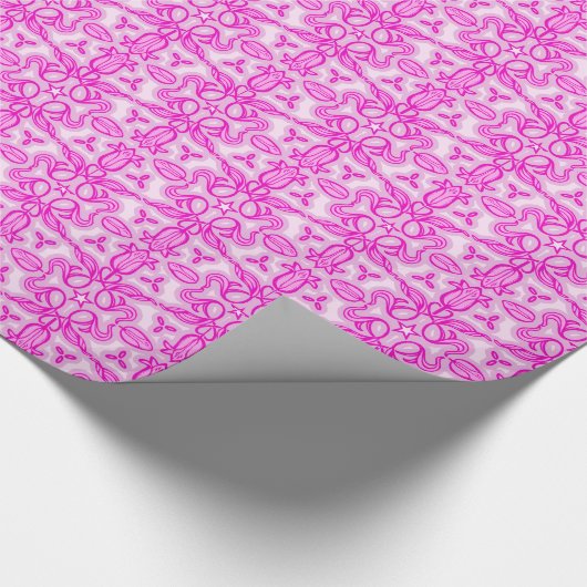 Tulp bloem damast roze cadeaupapier (Hoek)