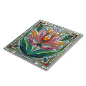 Tulp bloem gekleurd glas mozaïek tegeltje (Zijkant)