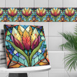 Tulp bloem gekleurd glas mozaïek tegeltje<br><div class="desc">Tulp bloem gekleurd glas mozaïek</div>