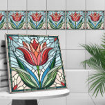 Tulp bloem gekleurd glas mozaïek tegeltje<br><div class="desc">Tulp bloem gekleurd glas mozaïek</div>
