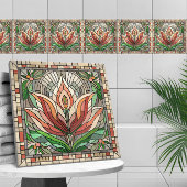 Tulp bloem gekleurd glas mozaïek tegeltje