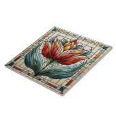 Tulp bloem gekleurd glas mozaïek tegeltje (Zijkant)