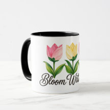 Tulp Bloem Met Vrolijk Roze Geel Bloemmotief Koffi
