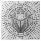 Tulp bloem mozaïek - Wit Marmer Tegeltje (Voorkant)