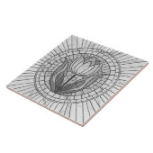 Tulp bloem mozaïek - Wit Marmer Tegeltje (Zijkant)