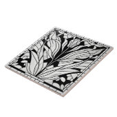 Tulp bloem mozaïek - Zwart en wit marmer Tegeltje (Zijkant)