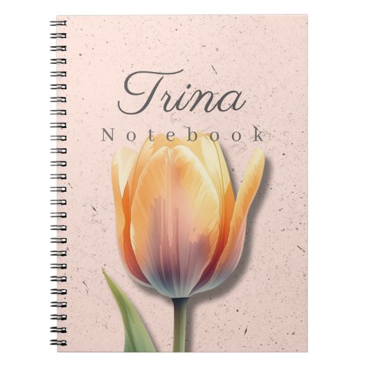Tulp Bloem Notebook Naam | Pastelkleurig Dagboek Notitieboek (Voorkant)
