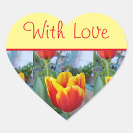Tulp bloem rood geel met Sticker van liefde