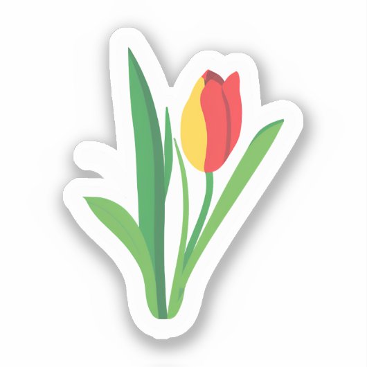 Tulp Bloem | Schattige Bloemen Sticker (Voorkant)