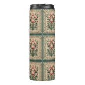 Tulp Bloem Smaragd Pleinen Middeleeuws Thermosbeker (Achterkant)