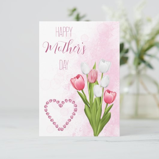 Tulp bloemboeket Fijne Moederdag kaart (Staand voorkant)