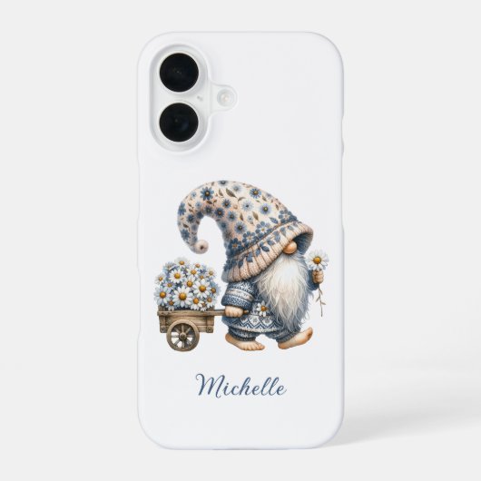 Tulp Bloemen Kabouter Persoonlijk Monogram iPhone 16 Hoesje (Achterkant)