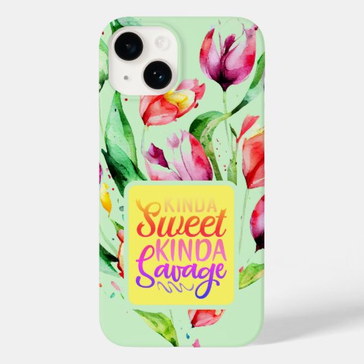 Tulp Bloemen Kinda Sweet Kinda Savage Quote Case-Mate iPhone Case (Achterkant)