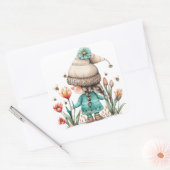 Tulp Bloemen Meisje Gnome Vierkante Sticker (Envelop)
