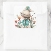 Tulp Bloemen Meisje Gnome Vierkante Sticker (Tas)