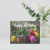 Tulp Bloemen Rustiek Boeket Gelukkige Verjaardag Briefkaart (Staand voorkant)
