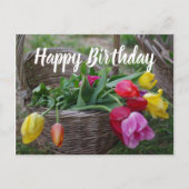 Tulp Bloemen Rustiek Boeket Gelukkige Verjaardag Briefkaart (Voorkant)
