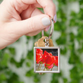 Tulp Bloemen sleutelhanger Rode Tulpen sleutelhang (Hand)