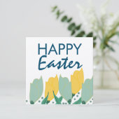 Tulp bloemig Gelukkig Pasen Handgetekende Botanisc Kaart (Staand voorkant)