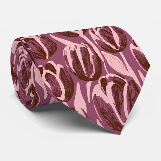 Tulp Bloemige Herenkleding Ontvangst Bruiloft Stropdas (Opgerold)