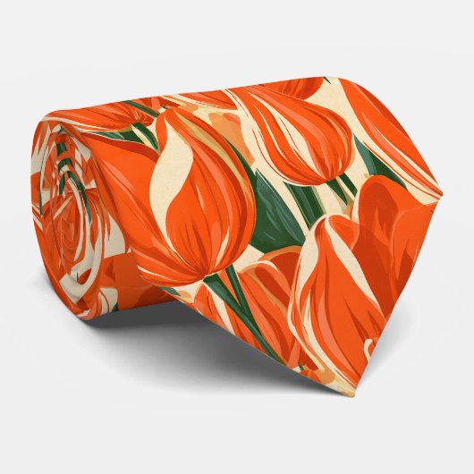 Tulp Bloemige Oom Zomer Bruiloft Stropdas (Opgerold)