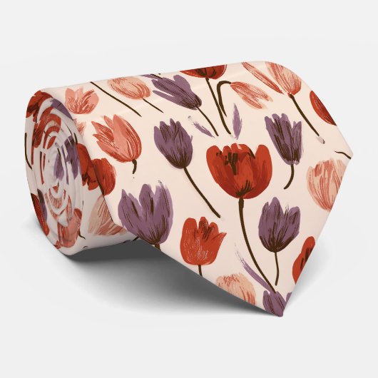 Tulp bloemige verlovings- Boho bruiloft Stropdas (Opgerold)