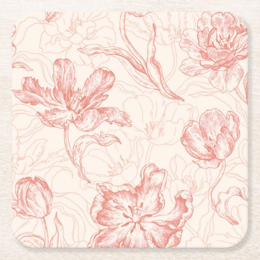  tulp bloemmotief kartonnen onderzetters (Voorkant)