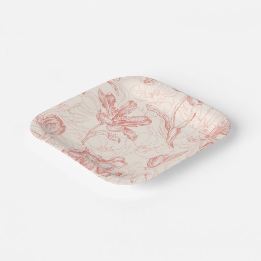  tulp bloemmotief papieren bordje (Gebogen)