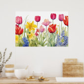 Tulp bloemschildering poster (Keuken)