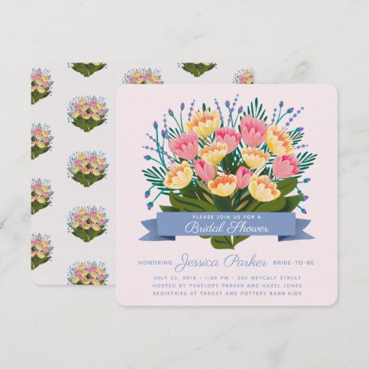 Tulp Boeket Bruids Douche Uitnodiging (Voorkant / Achterkant)