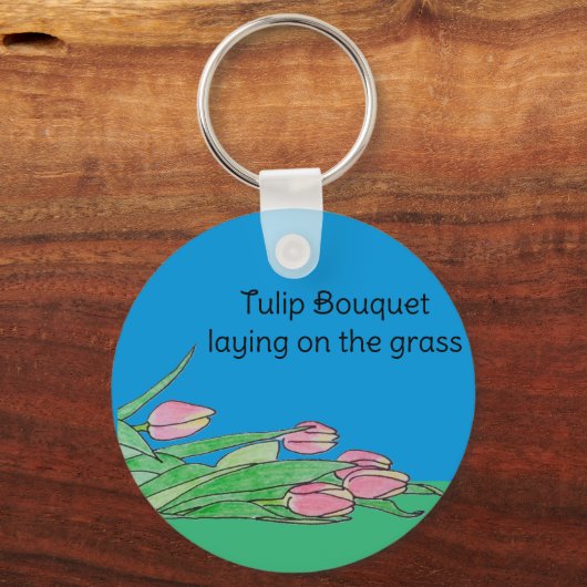 Tulp Boeket op het gras Sleutelhanger (Voorkant)