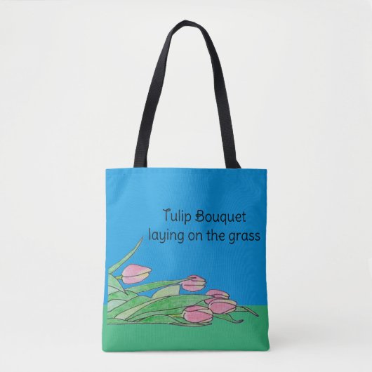 Tulp Boeket op het gras Tote Bag (Voorkant)