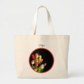 Tulp Boeket Schilderij Originele Tuin Bloem Art Grote Tote Bag (Voorkant)