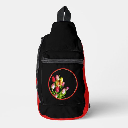 Tulp Boeket Schilderij Originele Tuin Bloem Kunst Sling Bag (Voorkant)
