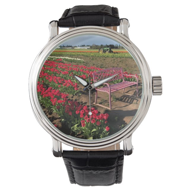 Tulp-Boerderij in Oregon Horloge (Voorkant)