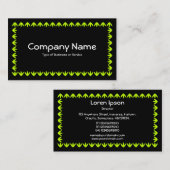 Tulp Border - Chartreuse Green op Black Visitekaartje (Voorkant / Achterkant)