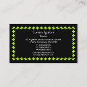 Tulp Border - Chartreuse Green op Black Visitekaartje (Achterkant)