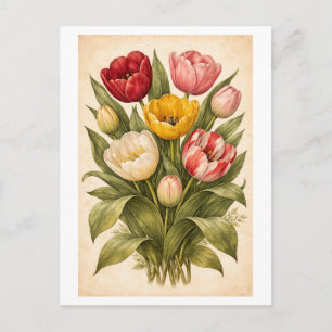 Tulp botanische illustratie in vintage stijl briefkaart